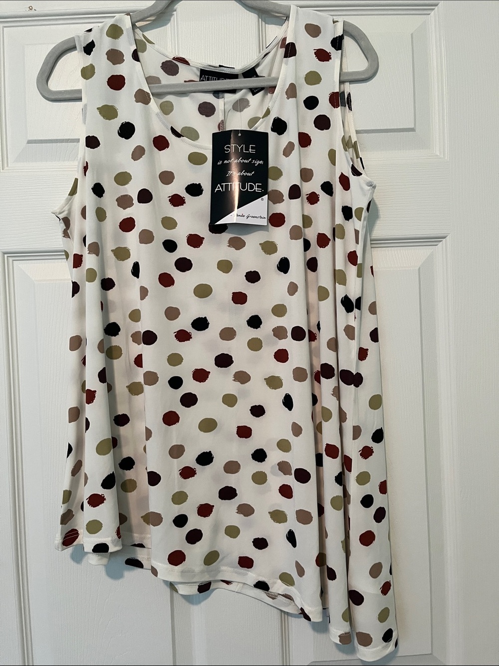 Attitudes by Renee White Polka Dot Sleeveless Tunic